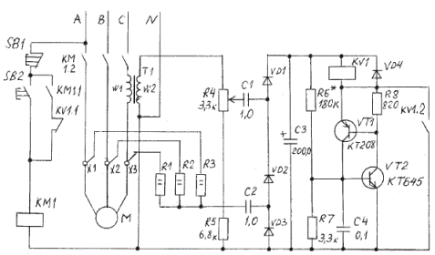 Home-made device for protecting the motor from under-phase conditions and overload