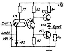 O circuito elétrico do elemento lógico 2I-NOT