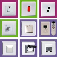Modern sockets, switches and dimmers in the interior