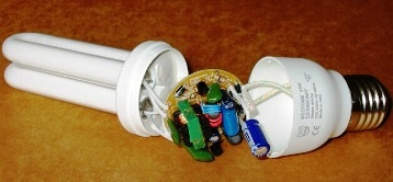 Disassembled compact fluorescent lamp