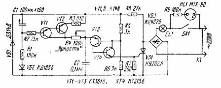 Dimmer on an analog of a single junction transistor