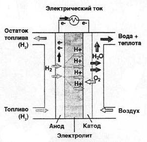 The principle of operation of the fuel cell