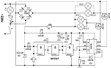 5 (3) circuito de controle do lustre de lâmpada