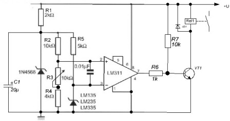 LM335 érzékelő csatlakoztatási diagramja