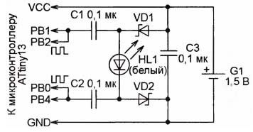 Converter circuit for powering a white LED