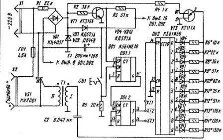 The scheme of the automatic control unit garland