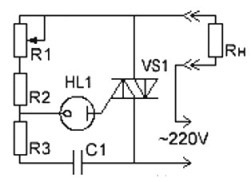 Schema van de power controller op de triac