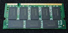 A memory module with microchips in BGA packages