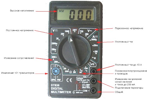 Het uiterlijk van de digitale multimeter D838
