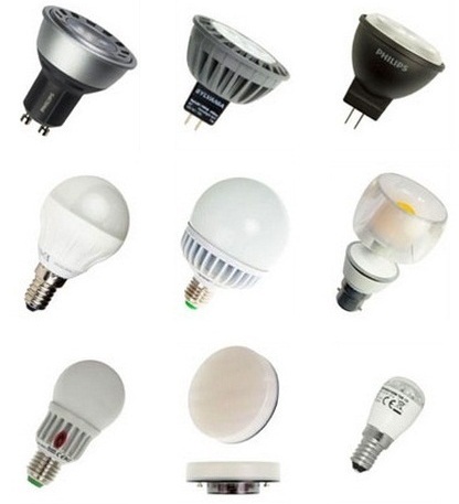 Diferentes tipos de lâmpadas LED