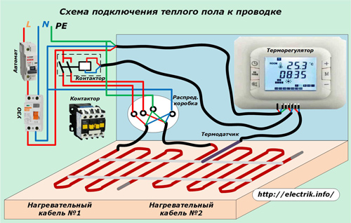Diagrama de fiação para aquecimento de piso