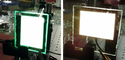 Lauko sukeltos elektroliuminescencinės polimerinės lempos