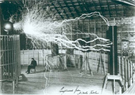 Nikola Tesla in the laboratory