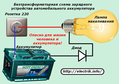 Beztransformátorový nabíjecí obvod pro autobaterii