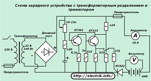 Nabíjecí obvod s oddělením tranzistoru