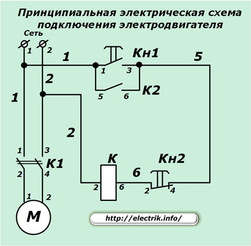 Schematic diagram of the electric motor connection