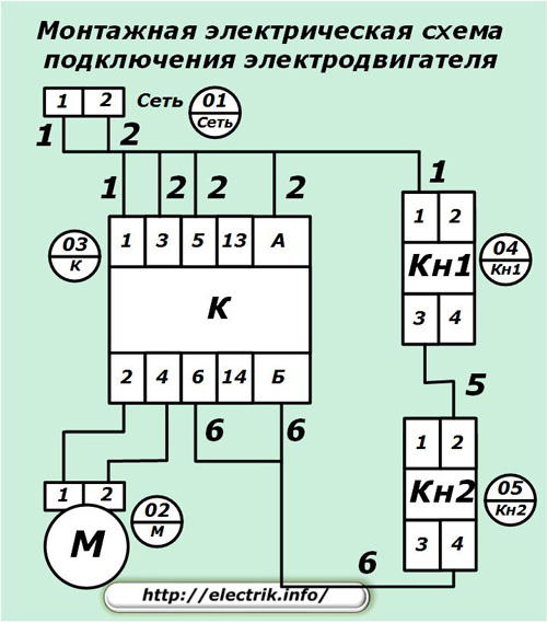Elektros variklio laidų schema