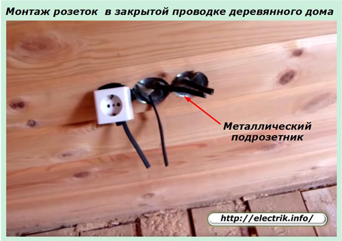 Installation of sockets in closed wiring of wooden buildings