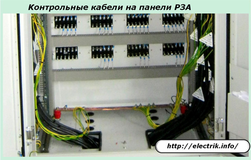 Control cables on the relay protection panel