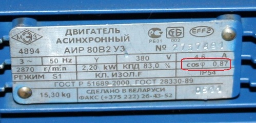 Rated apparent electric power of an induction motor