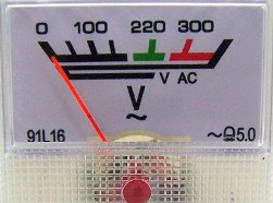 Connection of an ammeter and a voltmeter in a direct and alternating current network