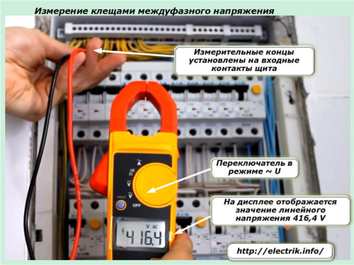 Các phép đo bằng kẹp hiện tại của điện áp giữa các pha