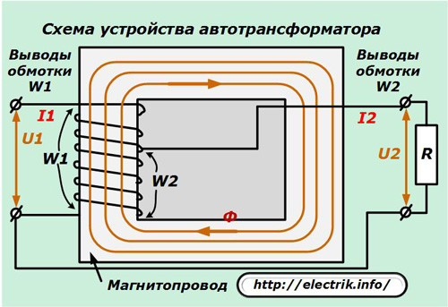 Autotransformatoriaus įtaiso schema