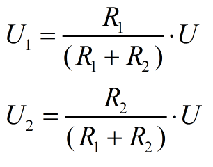 Fórmulas para encontrar valores de tensão em cada um dos resistores divisores