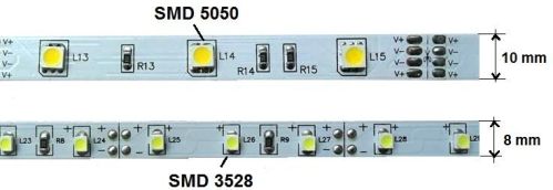 LED-kaistale SMD5050 ja SMD3528
