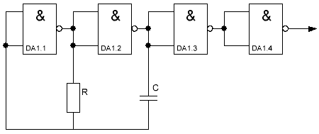 Pulse generator on logic elements of type 2i-not