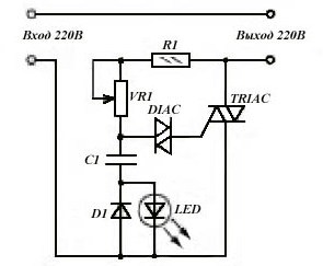 Schema van een triac power regulator