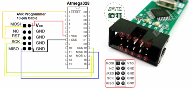 USBASP to atmega 328 wiring diagram