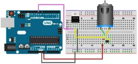 „Arduino“ DC variklio prijungimo schema