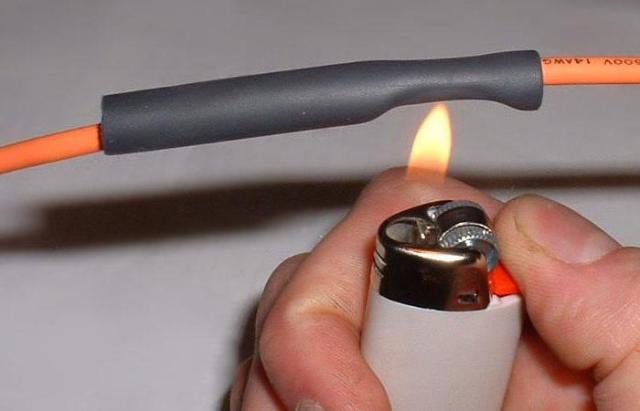 Shrink tube with a lighter