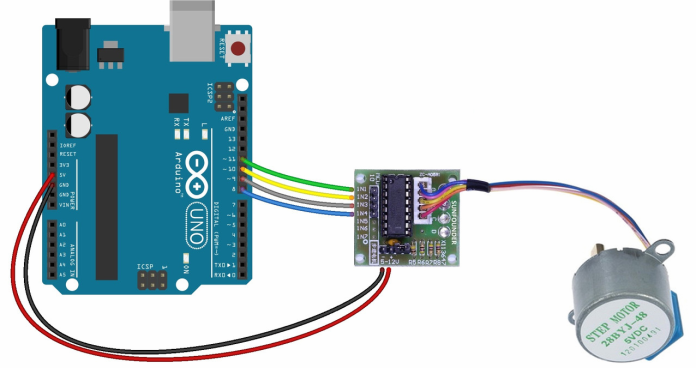 Verbindung zum Arduino-Treiber und Schrittmotor