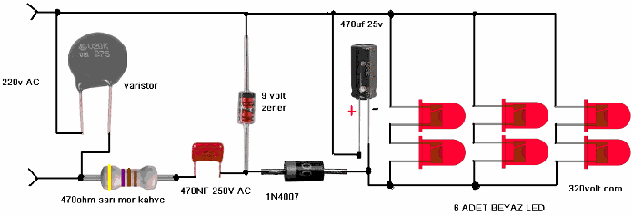 Scheme of a homemade LED lamp