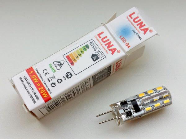 LED lempos su G4 lizdu ir 12 V maitinimo šaltinio pavyzdys