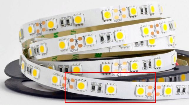 Principen för skärning av LED-remsa
