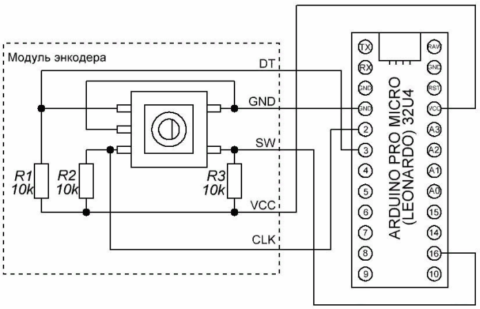 Schéma pripojenia snímača polohy k Arduino