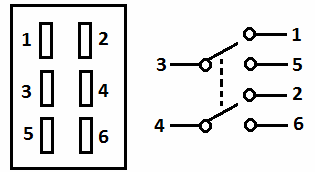 DPDT típusú váltókapcsoló diagram