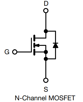 Lauko efekto tranzistoriaus grandinė su vidiniu apsauginiu diodu