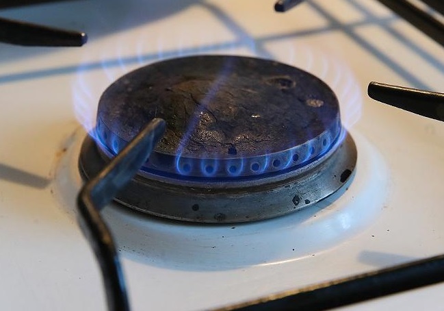 Gas stove during operation