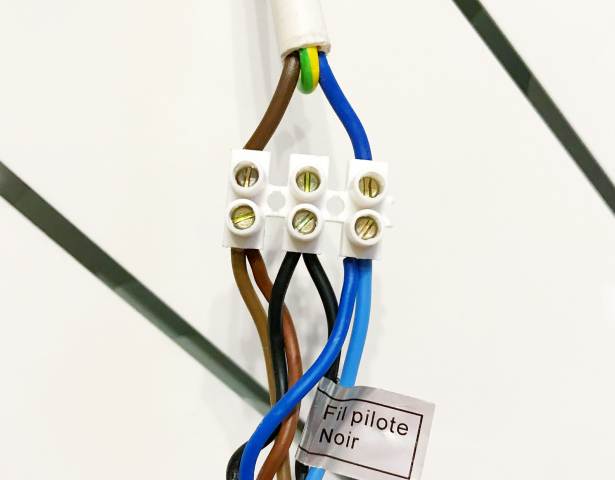 Electrical connection of cable cores with a terminal block
