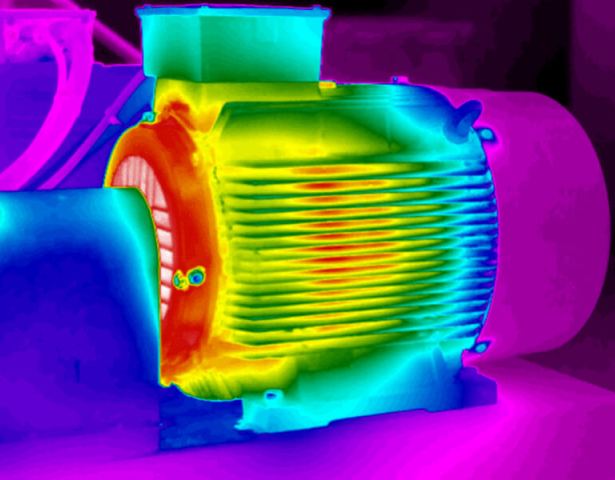 The motor on the screen of the thermal imager